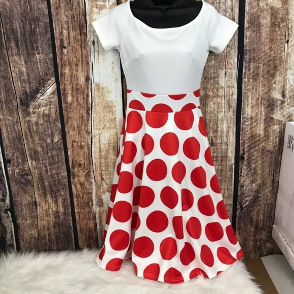 Homeyee Dress red & Wht Polkadot S